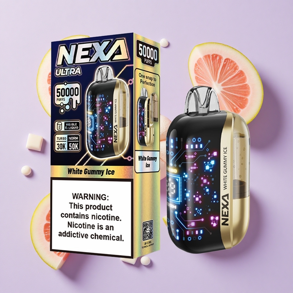 Biały Żelkowy Lód NEXA Ultra 50000 Puffs Wyświetlacz 3D Poland vape wholesale