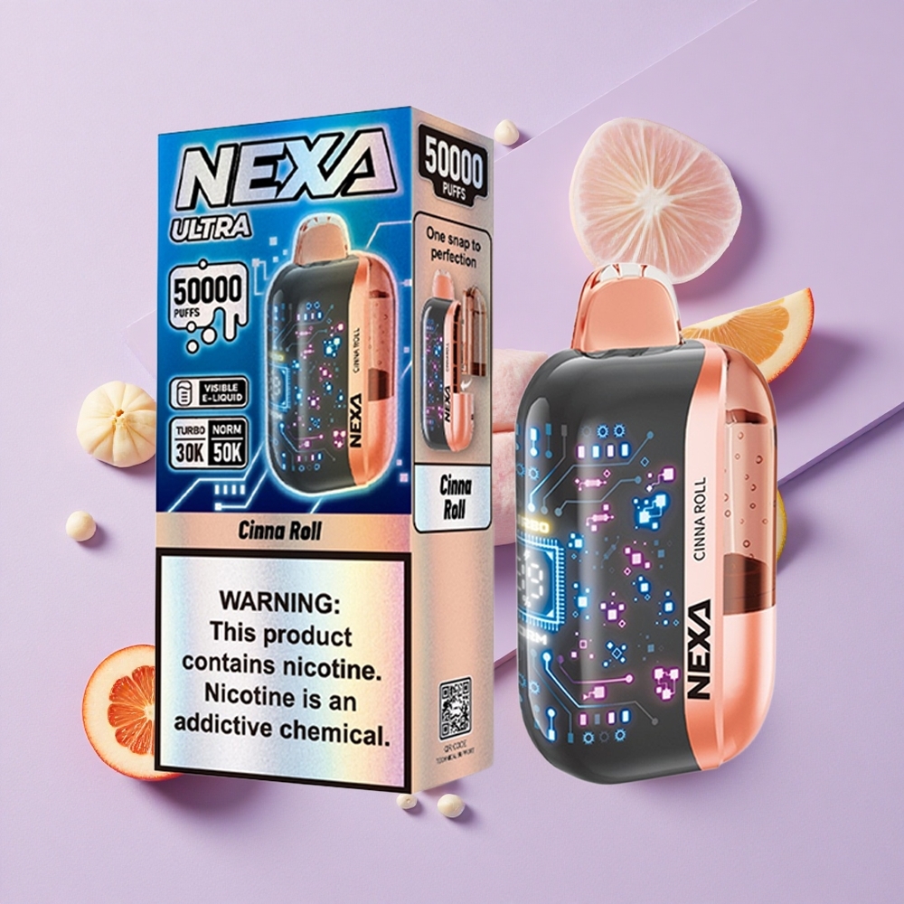 Cynamonowa Bułka NEXA Ultra 50000 Puffs z Wyświetlaczem 3D Poland vape wholesale