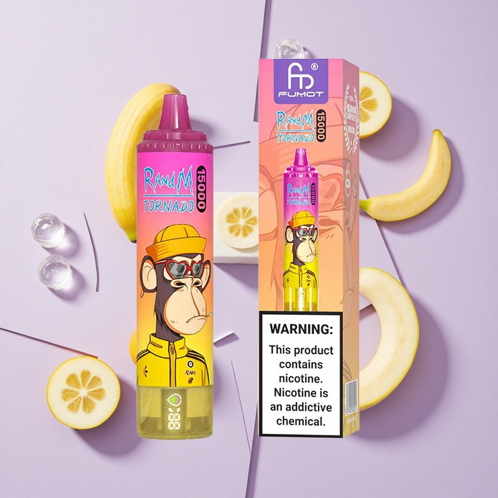 Banana Lód RandM Fumot Tornado 15000 Puffs 25ml Poland vape wholesale