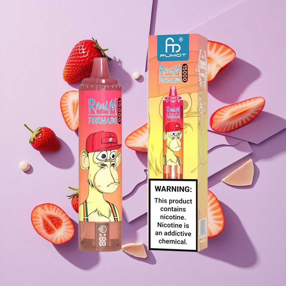 Truskawkowo-Red Bull RandM Fumot Tornado 15000 Puffs LCD Poland vape wholesale
