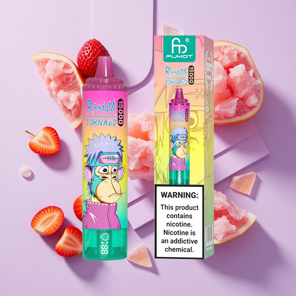 Truskawkowy Lód RandM Fumot Tornado 15000 Puffs Wyświetlacz LCD Poland vape wholesale