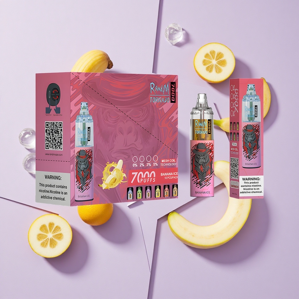 Banana Lód RandM Fumot Tornado 7000 Puffs Typ-C Port Poland vape wholesale