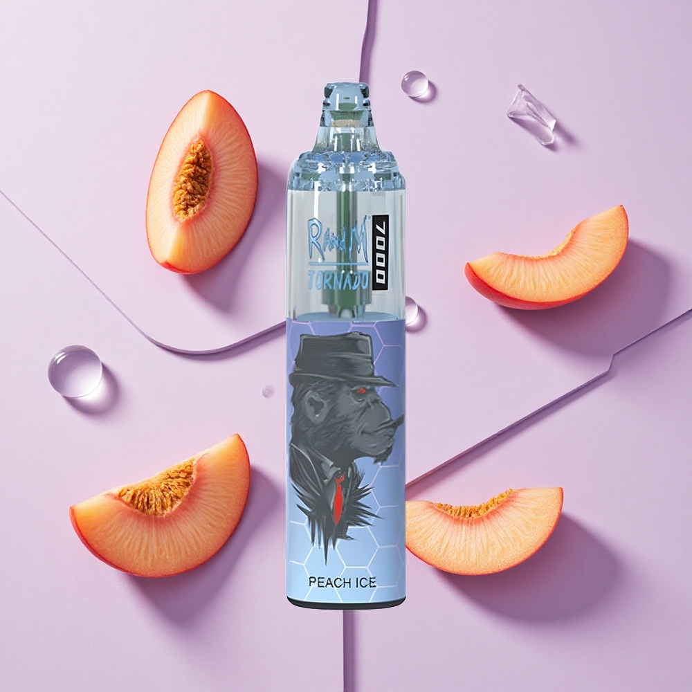 Brzoskwiniowy Lód RandM Fumot Tornado 7000 Puffs RGB Light Poland vape wholesale