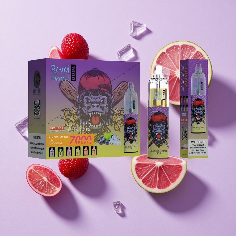 Czarna Porzeczka Lód RandM Fumot Tornado 7000 Puffs RGB Światło Poland vape wholesale