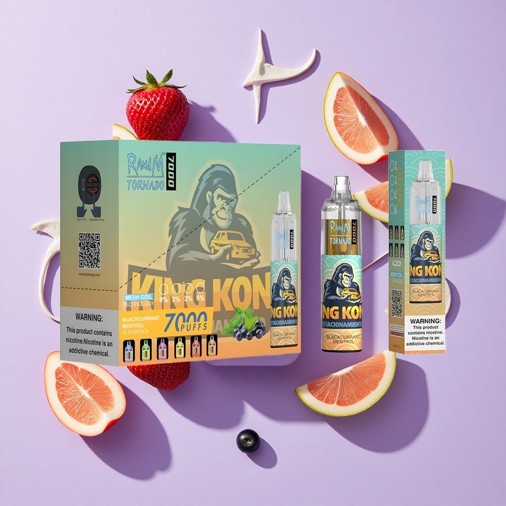 Czarna porzeczka mięta RandM Fumot Tornado 7000 Puffs RGB Light Poland vape wholesale