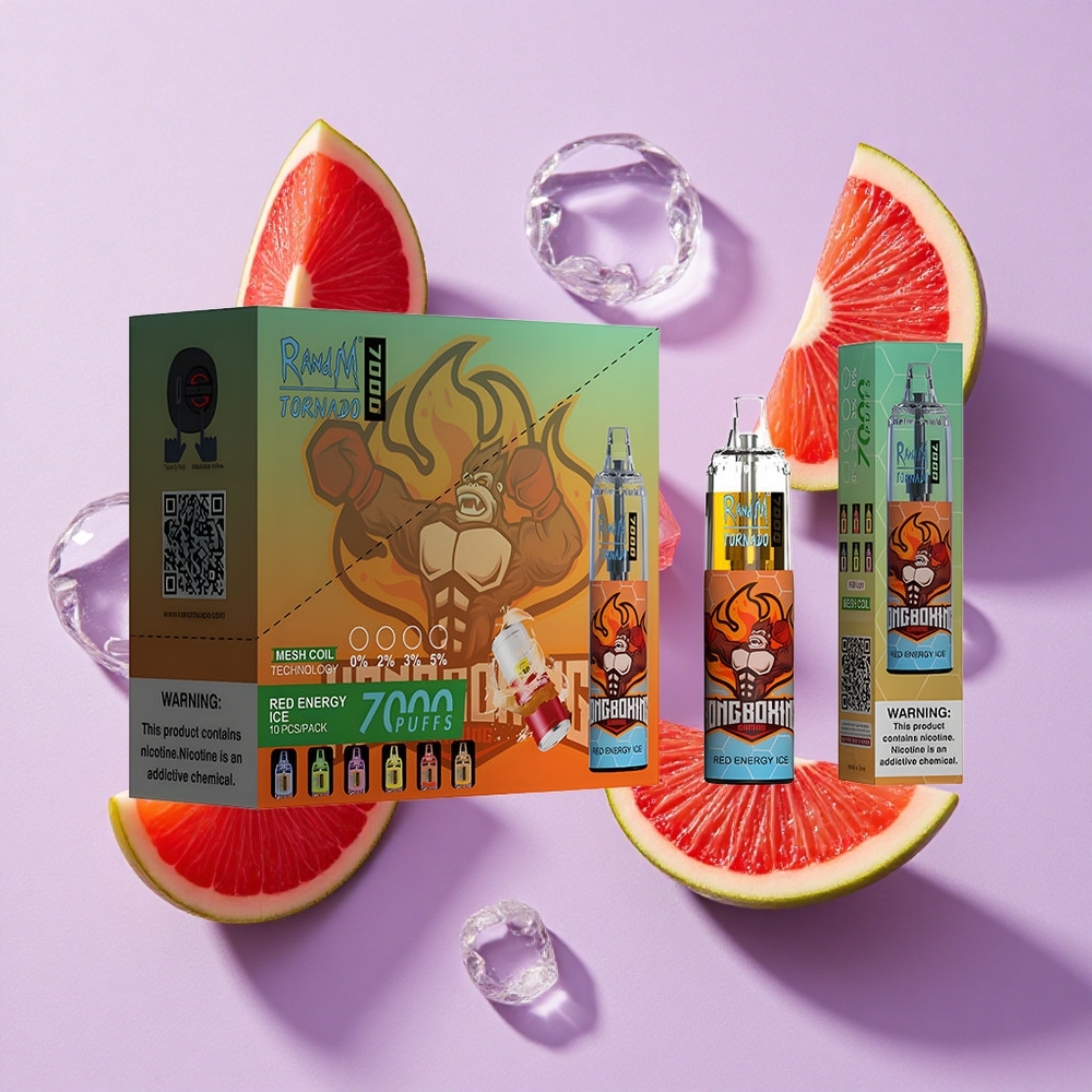 Czerwona Energia Lód RandM Fumot Tornado 7000 Puffs RGB Light Poland vape wholesale