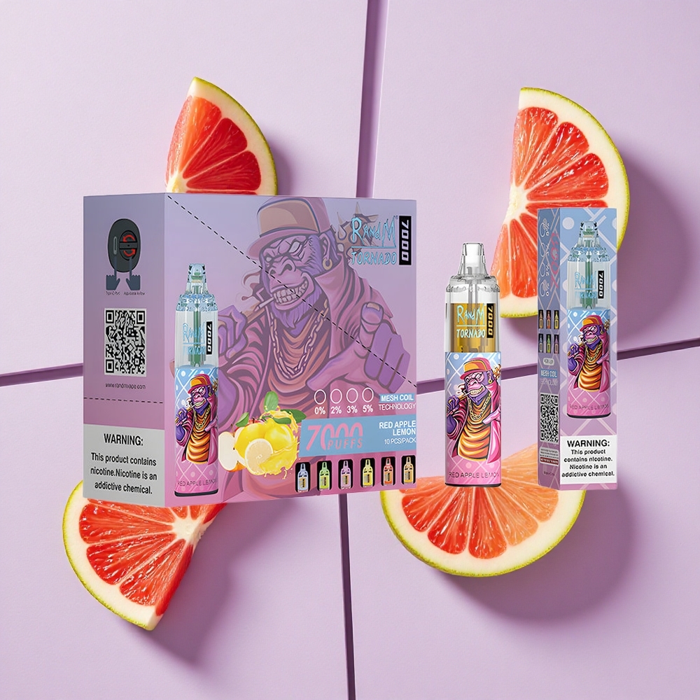 Czerwone Jabłko Cytryna RandM Fumot Tornado 7000 Puffs Mesh Coil Poland vape wholesale