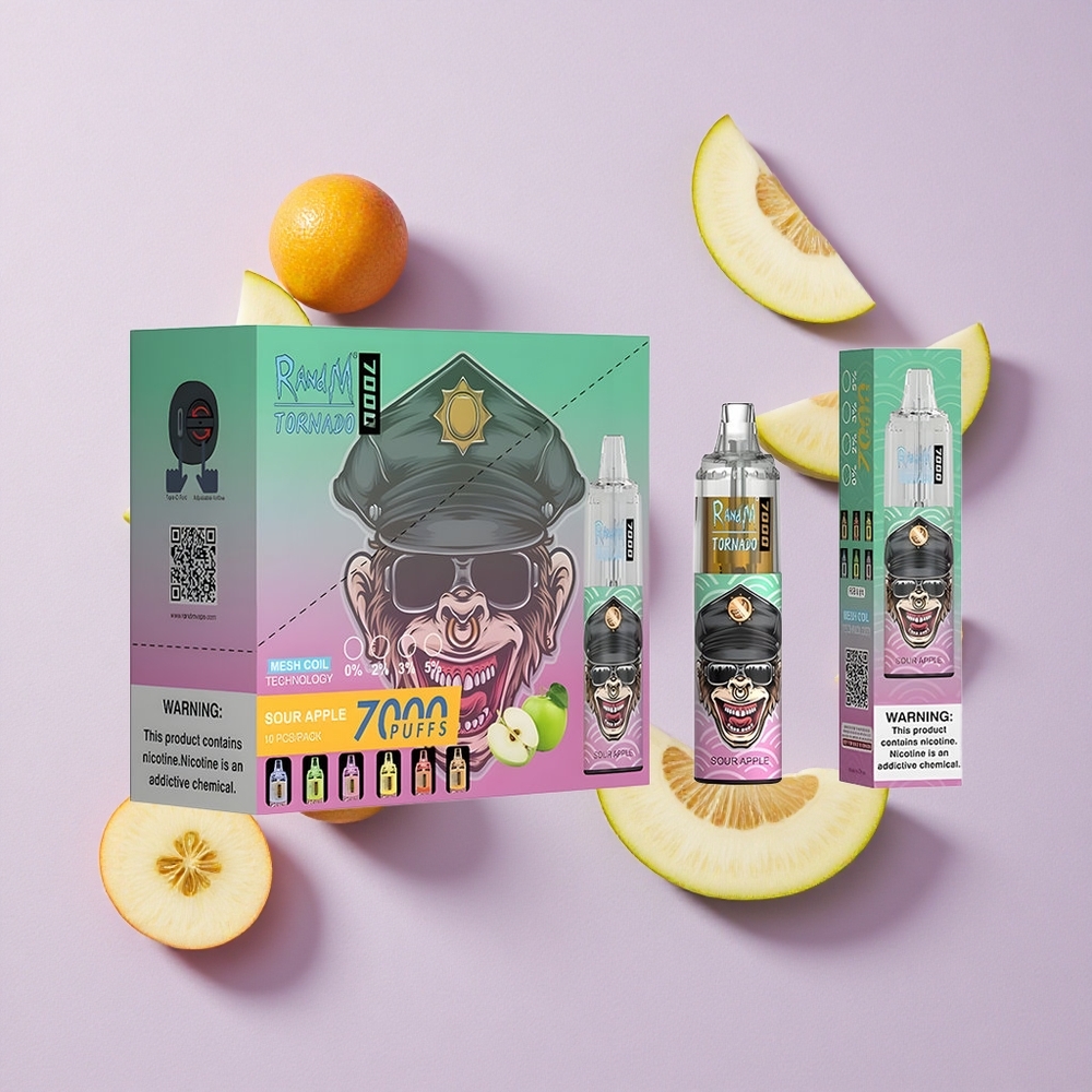 Kwaśne Jabłko RandM Fumot Tornado 7000 Puffs Typ-C Poland vape wholesale