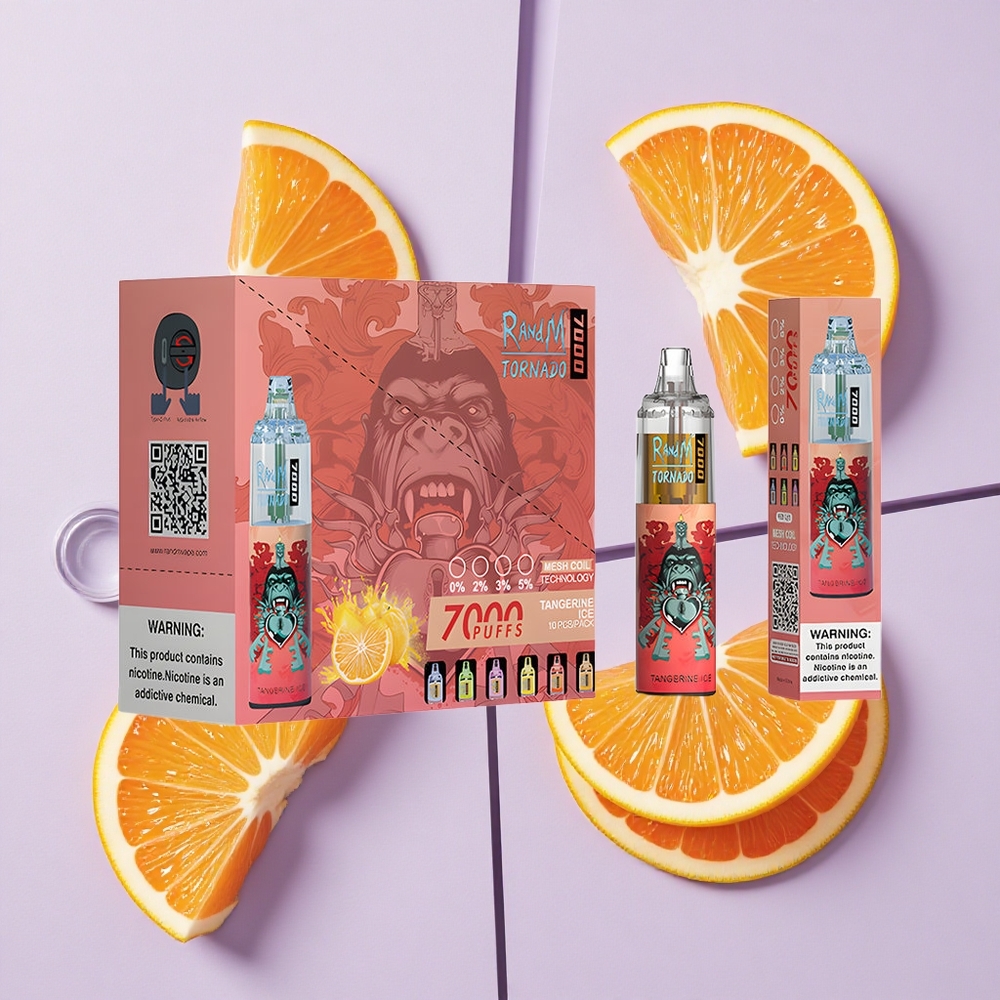 Mandarynkowy Lód RandM Fumot Tornado 7000 Puffs Mesh Coil Poland vape wholesale