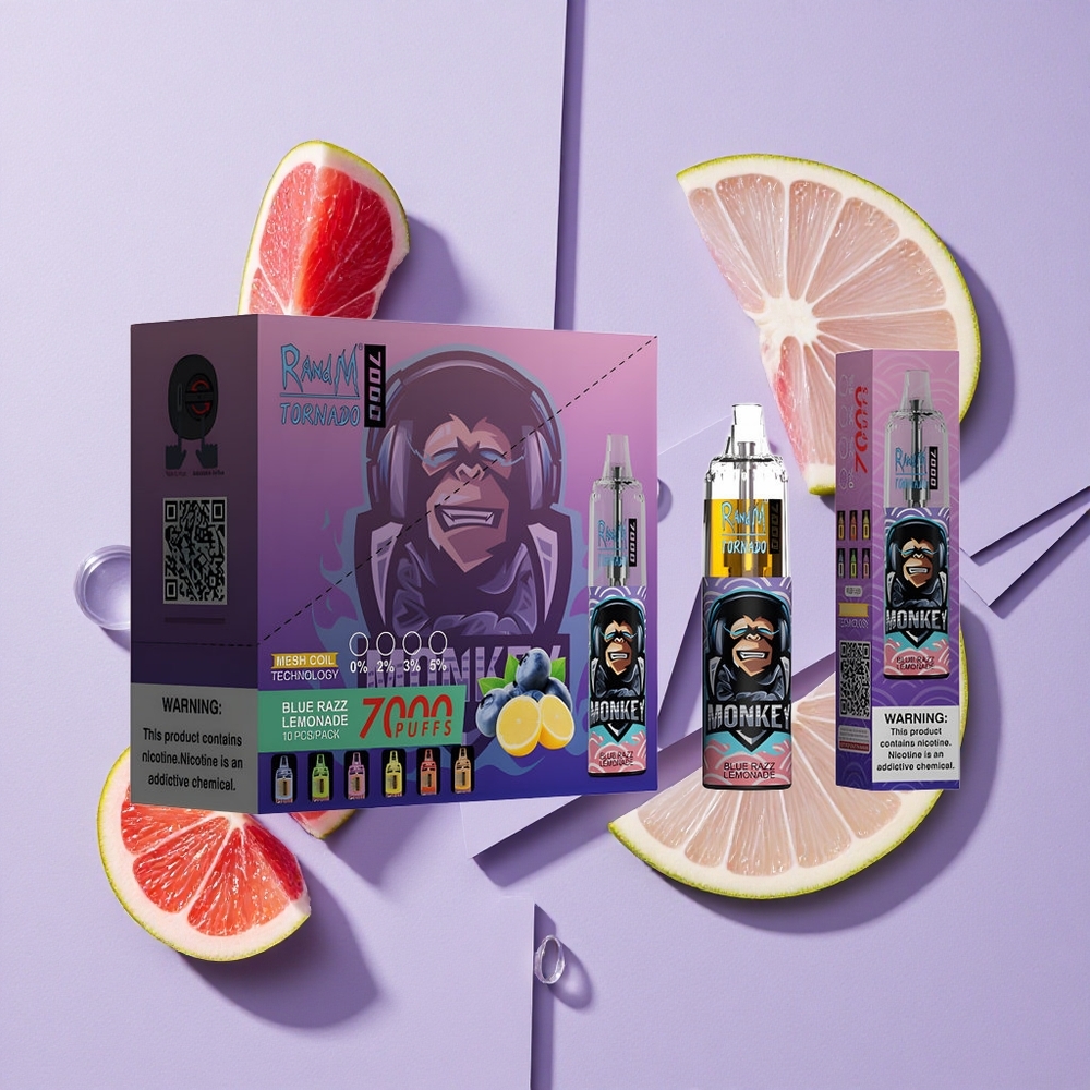 Niebieska Malina Lemonada RandM Fumot Tornado 7000 Puffs Mesh Coil Poland vape wholesale