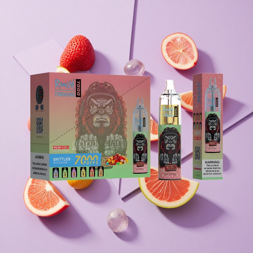 Tęczowe Skittles RandM Fumot Tornado 7000 Puffs Poland vape wholesale