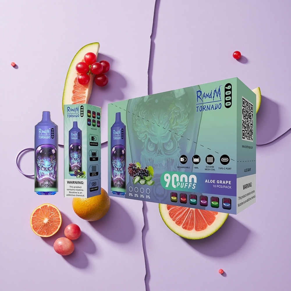 Aloes Winogrono RandM Fumot Tornado 9000 Puffs Wyświetlacz RGB Poland vape wholesale
