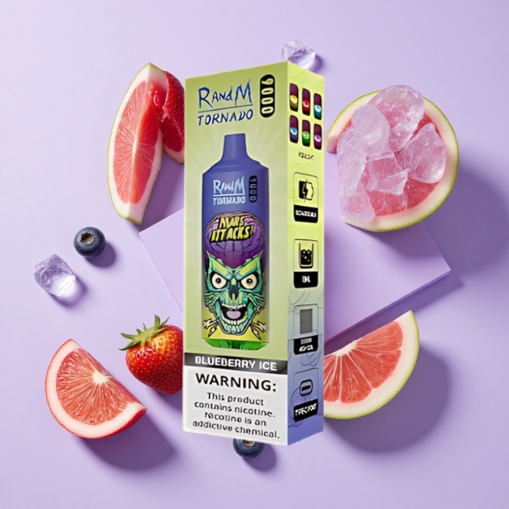 Borówka Lód RandM Fumot Tornado 9000 Puffs Ekran RGB Poland vape wholesale