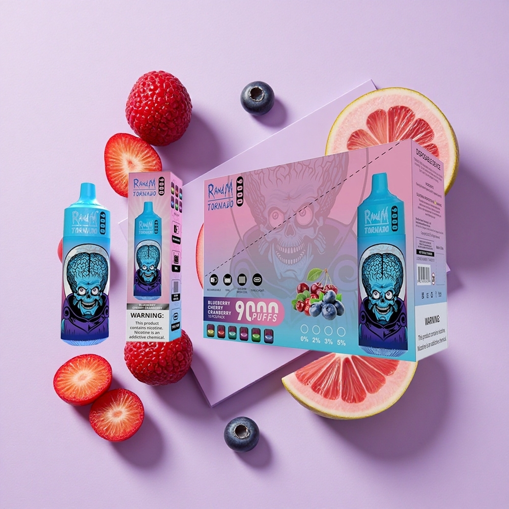 Borówka Wiśnia Żurawina RandM Fumot Tornado 9000 Pufów Wyświetlacz RGB Poland vape wholesale