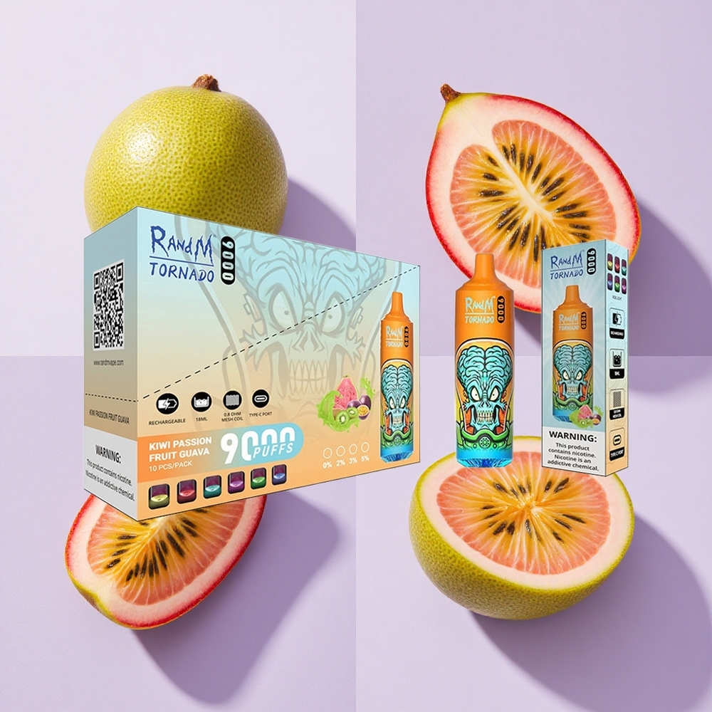 Kiwi Marakuja Gujawa RandM Fumot Tornado 9000 Puffs Bateria 850 mAh Poland vape wholesale