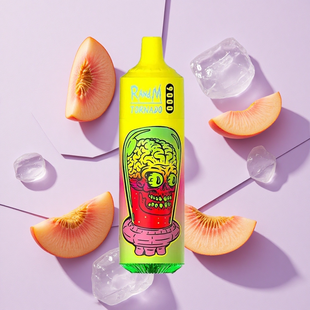 Letnia Brzoskwiniowa Mroźność RandM Fumot Tornado 9000 Puffs 18 mL Poland vape wholesale