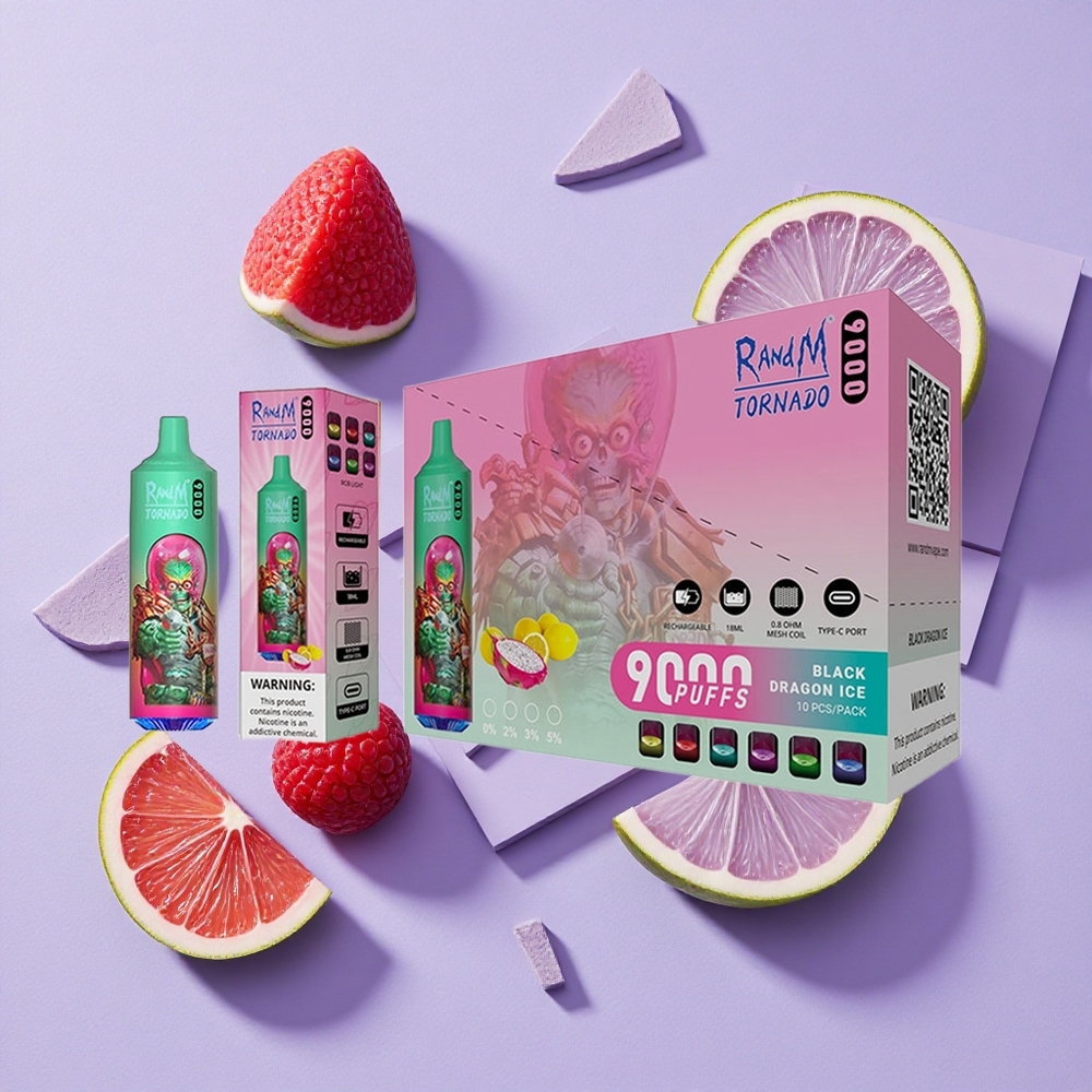 Niebieska Malina Kush RandM Fumot Tornado 9000 Puffs Wyświetlacz RGB Poland vape wholesale