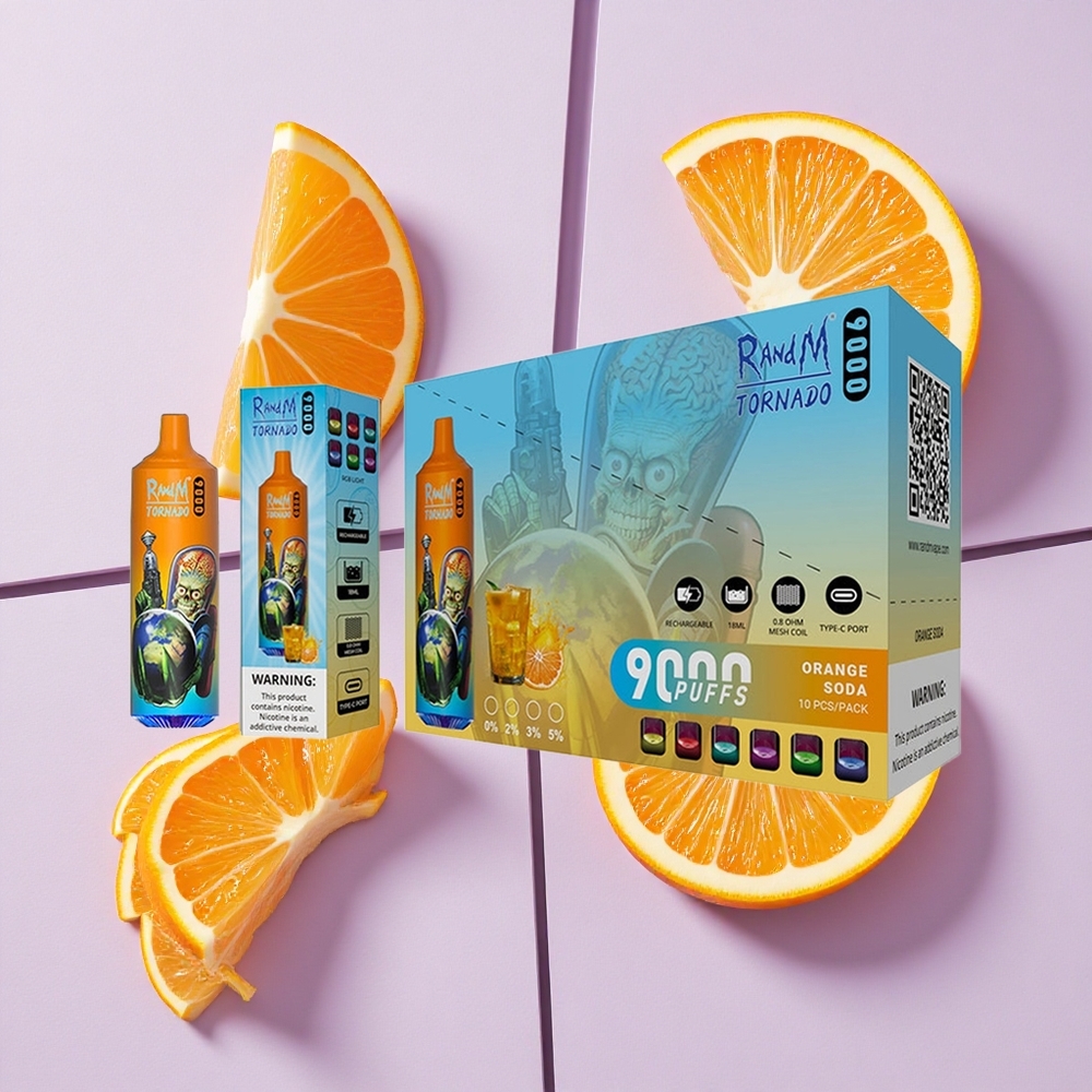 Pomarańczowa Orszada RandM Fumot Tornado 9000 Puffs 18 mL Poland vape wholesale