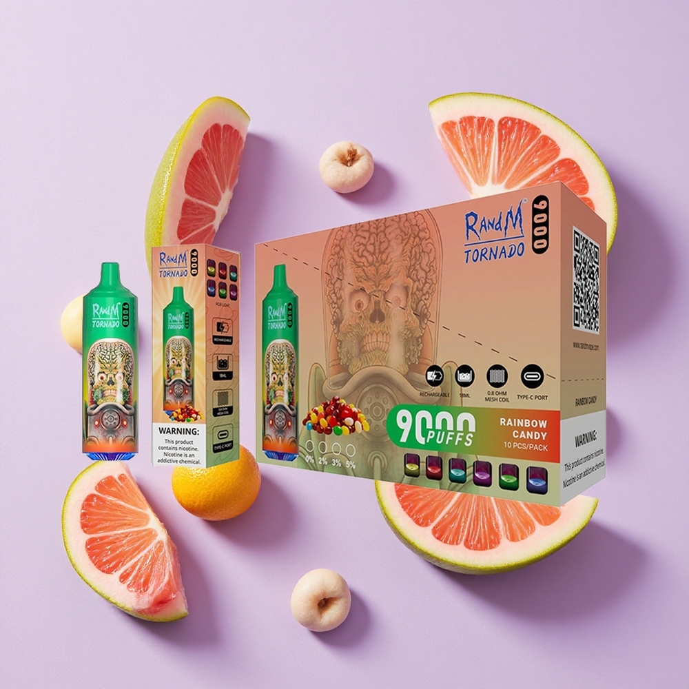 Tęczowy Cukierki RandM Fumot Tornado 9000 Puffs 18 mL Poland vape wholesale