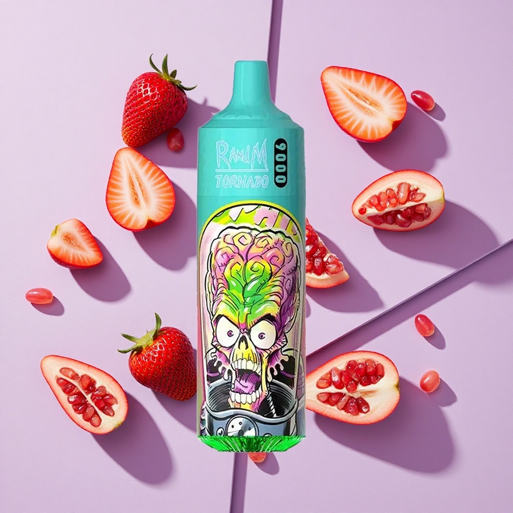 Truskawka Granat RandM Fumot Tornado 9000 Puffs Wyświetlacz RGB Poland vape wholesale