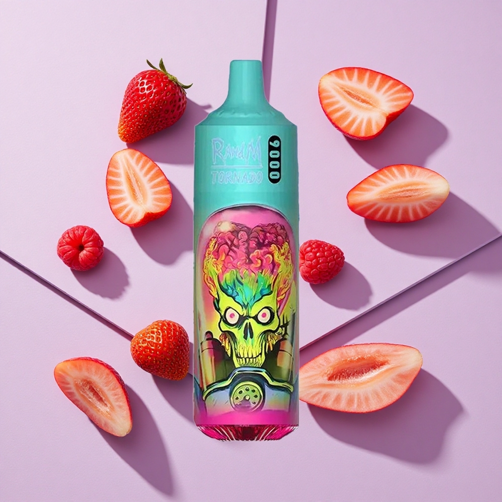 Truskawka Malina RandM Fumot Tornado 9000 Puffs Wyświetlacz RGB Poland vape wholesale