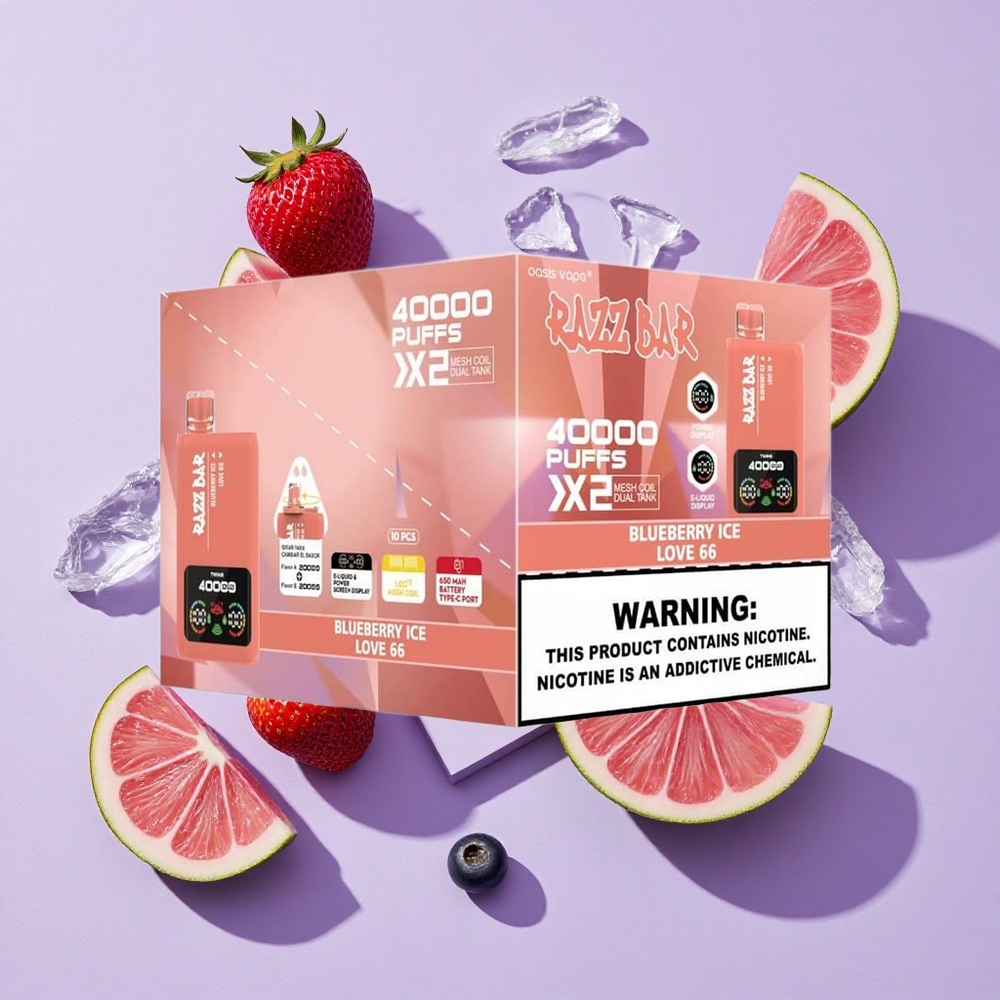 Borówka Lód Razz Bar 40000 Puffs Wyświetlacz Mocy Poland vape wholesale