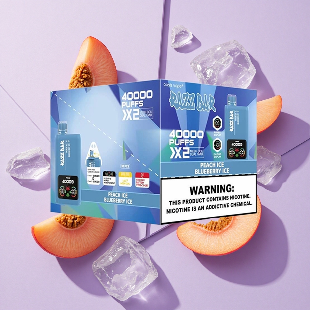 Brzoskwinia Lód_Jagoda Lód Razz Bar 40000 Puffs Wyświetlacz Mocy Poland vape wholesale