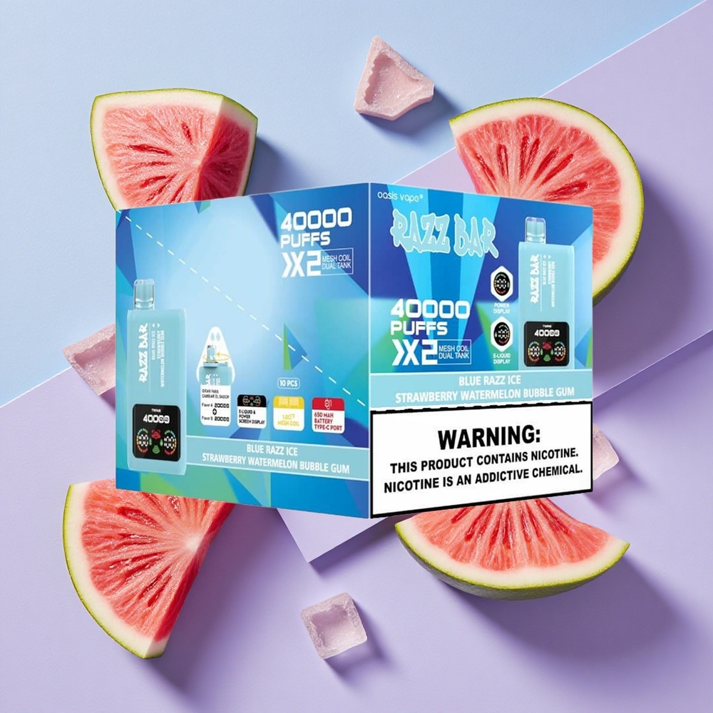 Lód Malinowy-Truskawka Arbuz Razz Bar 40000 Puffs Wyświetlacz Mocy Poland vape wholesale