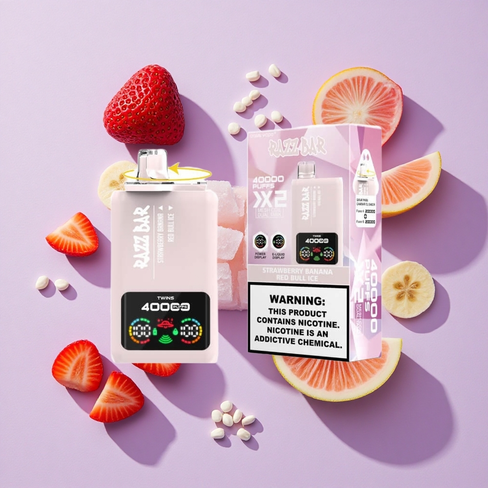 Truskawka Banan_RED BULL LÓD Razz Bar 40000 Puffs Wyświetlacz Mocy Poland vape wholesale
