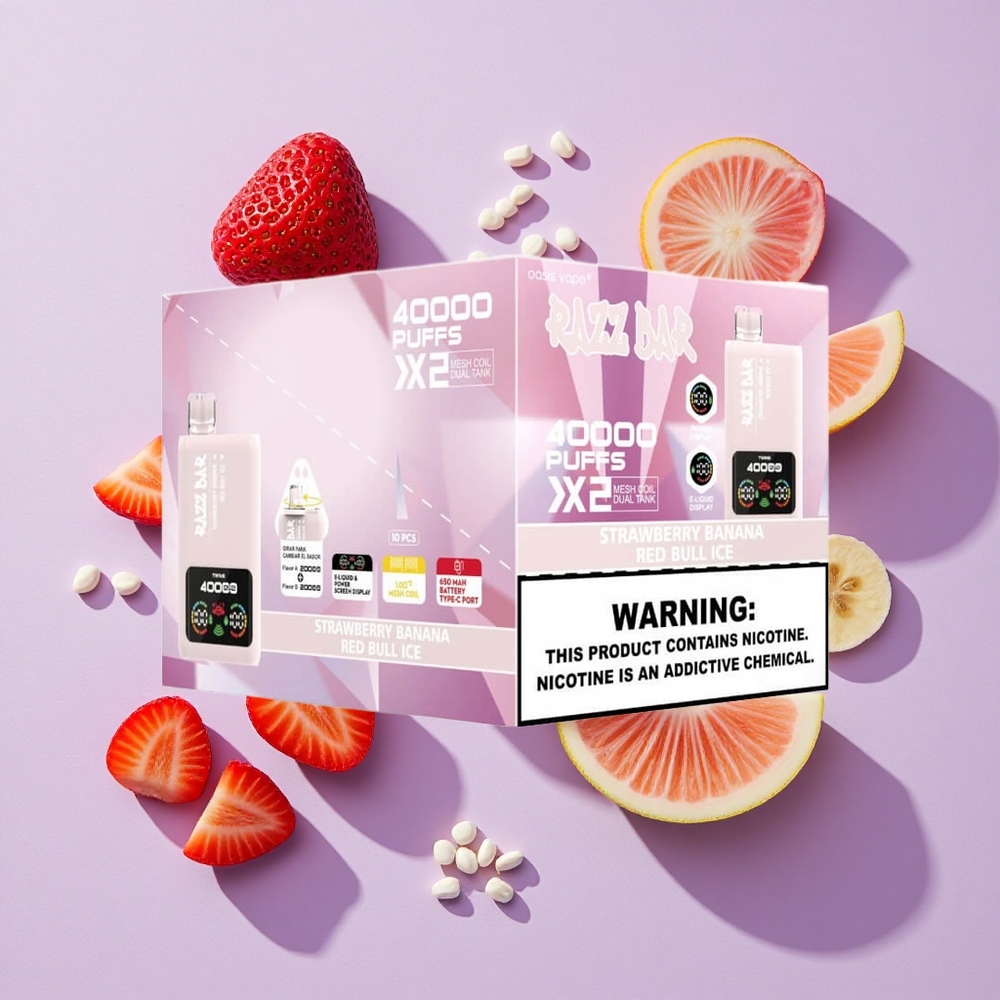 Truskawka Banan_RED BULL LÓD Razz Bar 40000 Puffs Wyświetlacz Mocy Poland vape wholesale