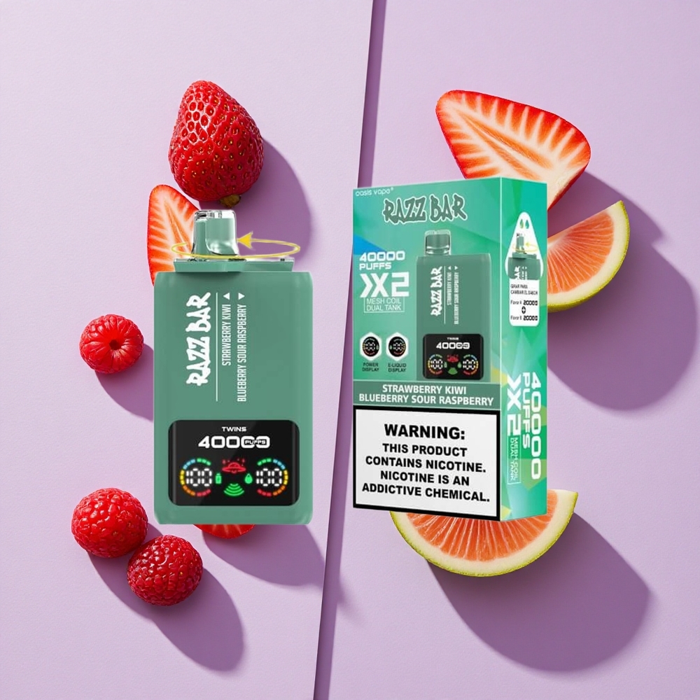Truskawka Kiwi_ Jagoda Kwaśna Malina Razz Bar 40000 Puffs Wyświetlacz Mocy Poland vape wholesale