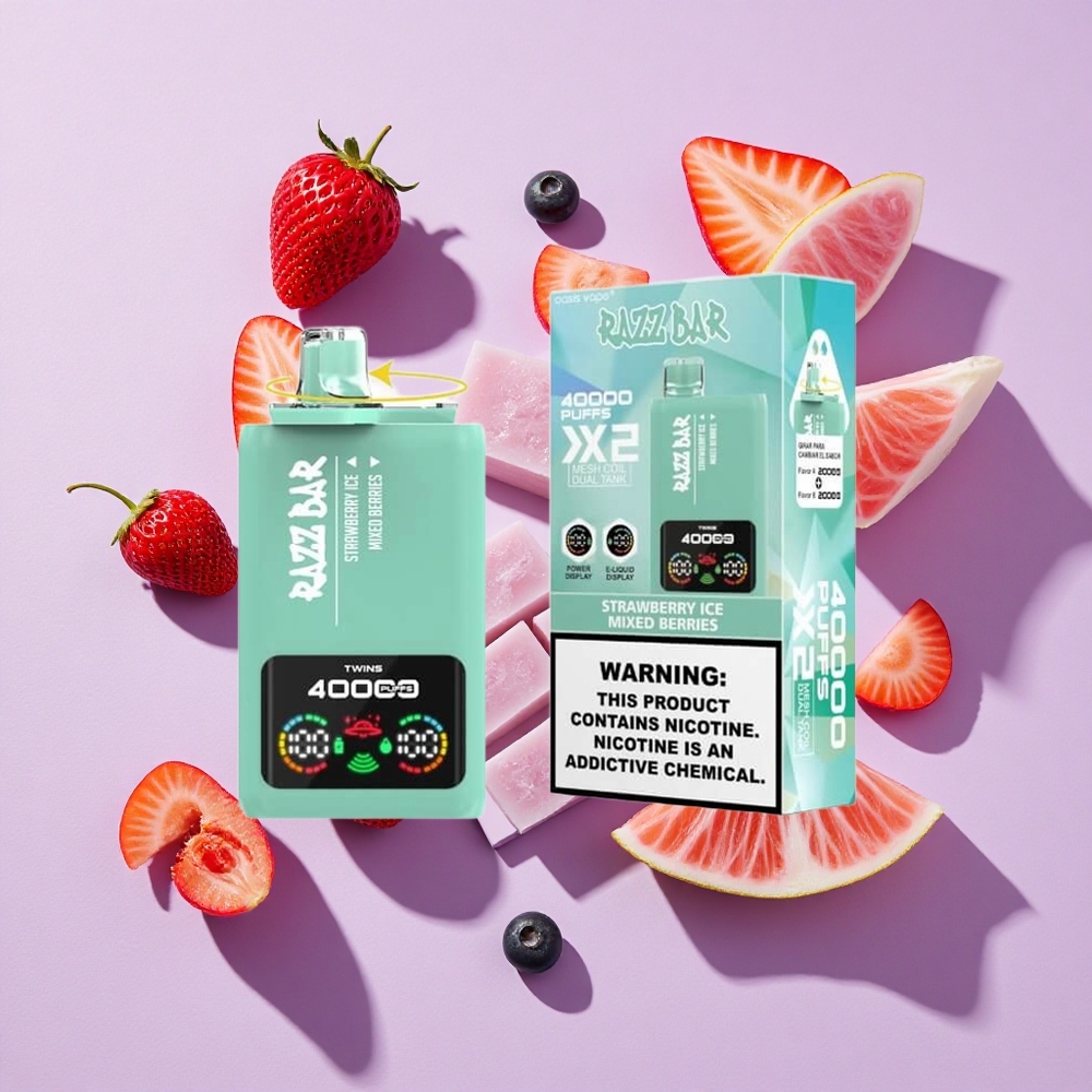 Truskawkowo-Jagodowy Razz Bar 40000 Puffs Wyświetlacz Mocy Poland vape wholesale