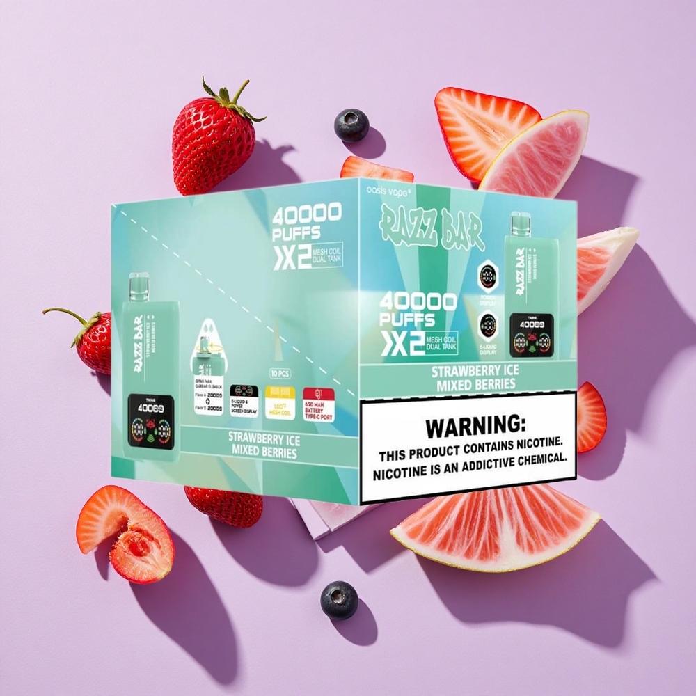 Truskawkowo-Jagodowy Razz Bar 40000 Puffs Wyświetlacz Mocy Poland vape wholesale