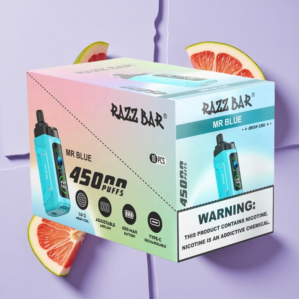 Kombinacja Smakowa Niebieski Mr Razz Bar 45000 Puffs Typ-C Ładowalny Poland vape wholesale