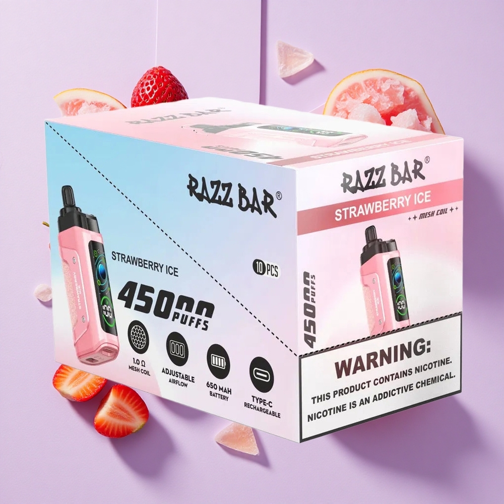 Truskawkowo-Lodowa Razz Bar 45000 Puffs z Osiągalnymi 45000 Puffami Poland vape wholesale