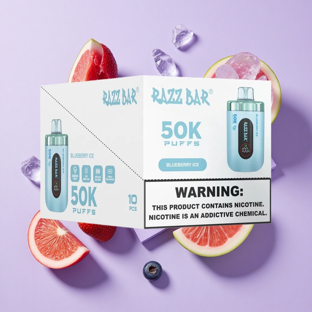 Borówkowy Lód Razz Bar 50K Puffs 1.0 Ohm Poland vape wholesale
