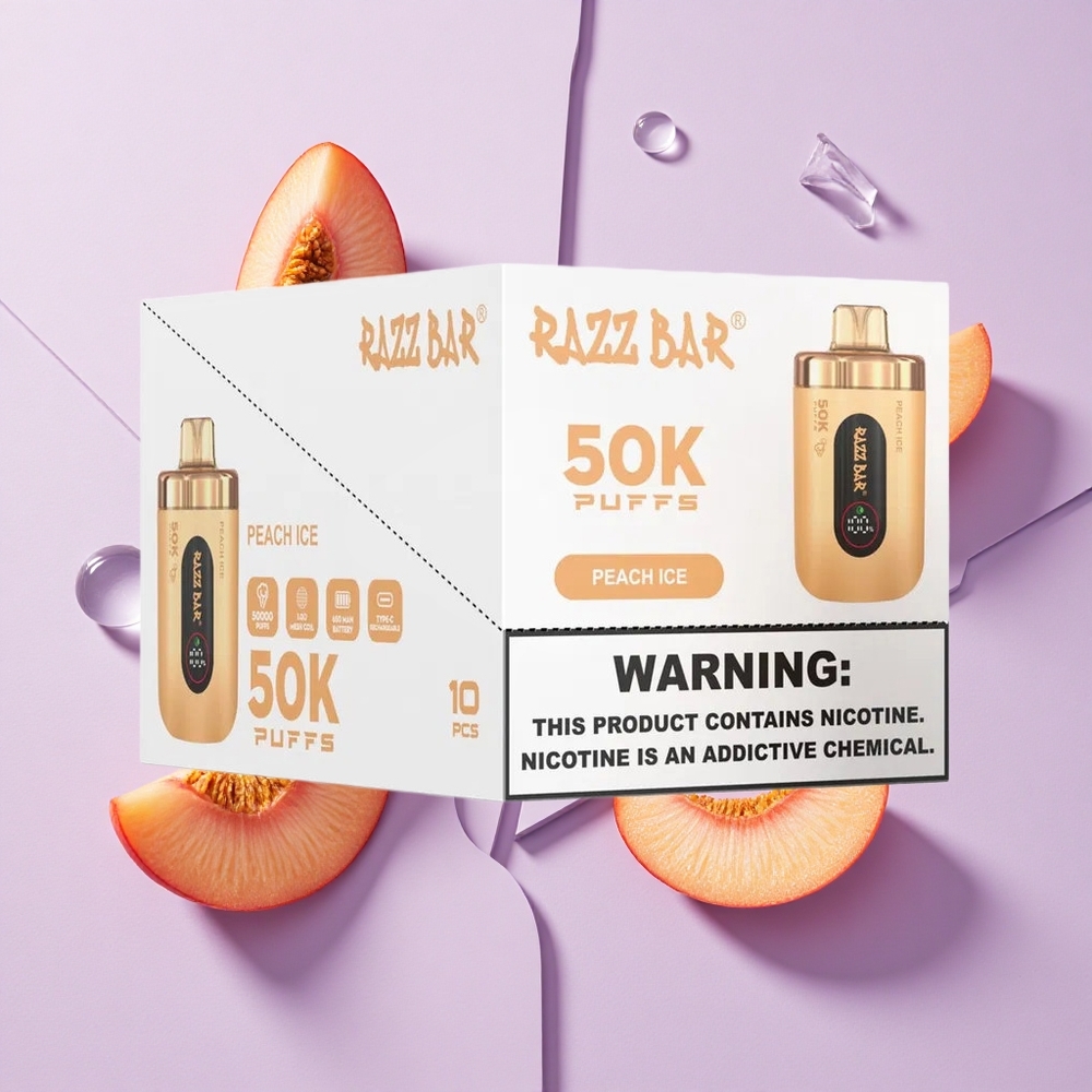 Brzoskwinia Lód Razz Bar 50K Puffs 50000 Zaciągnięć Poland vape wholesale