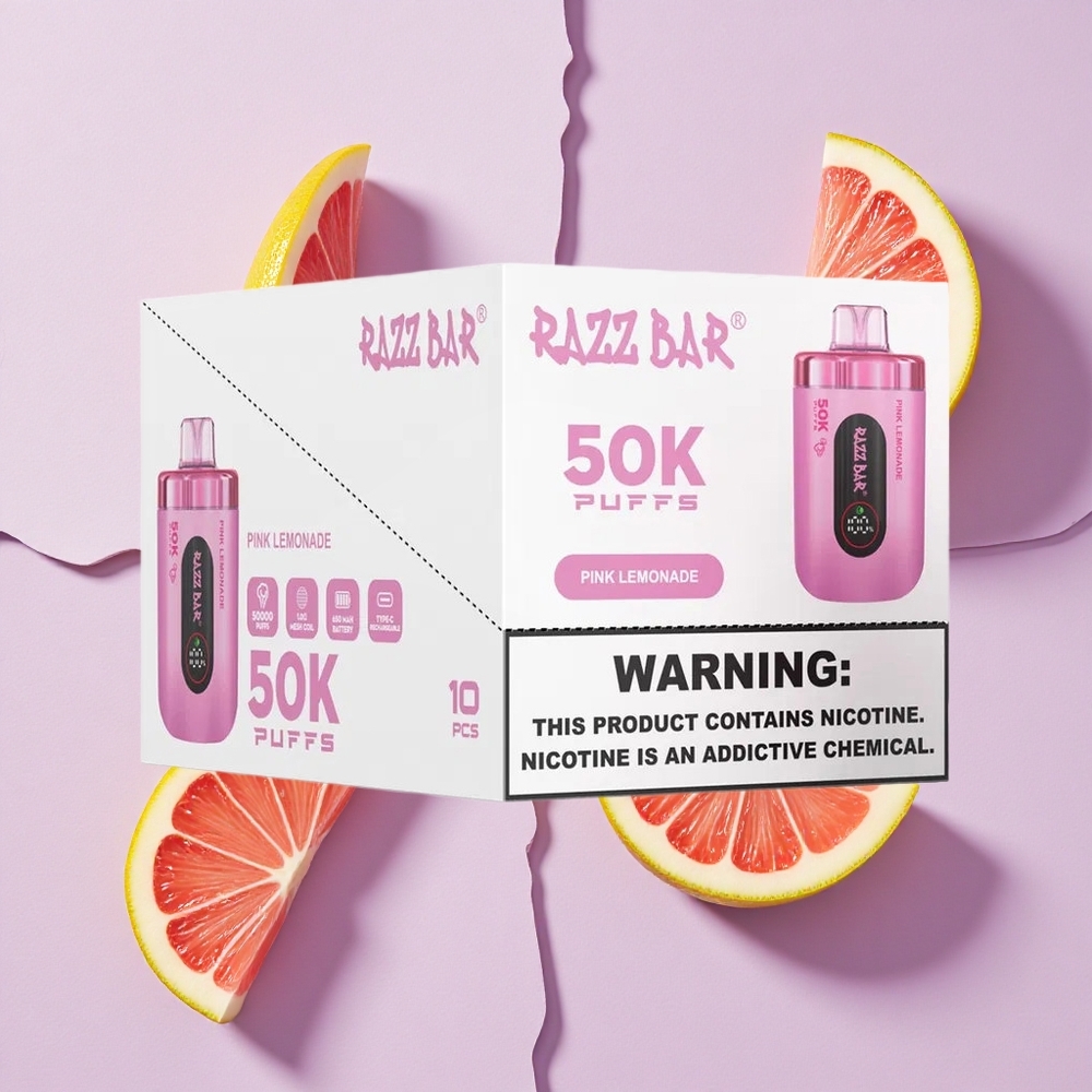 Różowa Lemonada Razz Bar 50K Puffs Jednorazowy Vape 50000 Zaciągnięć Poland vape wholesale