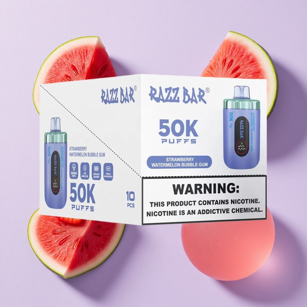 Truskawka Arbuz Gum Balonowa Razz Bar 50K Puffs 50000 Zaciągnięć Poland vape wholesale
