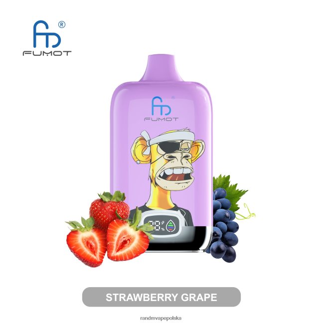 Fumot Original RandM Digital Box Urządzenie do waporyzacji z baterią i wyświetlaczem cieczy o pojemności 12000 624VFR15 winogrono truskawkowe - RandM Vape Warszawa