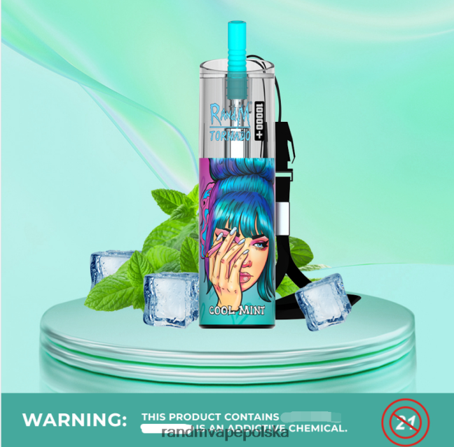 RandM Tornado 10000 plus urządzenie do waporyzacji z kontrolą przepływu powietrza 1 szt 624VFR72 orzeźwiająca mięta - RandM Vape Polska