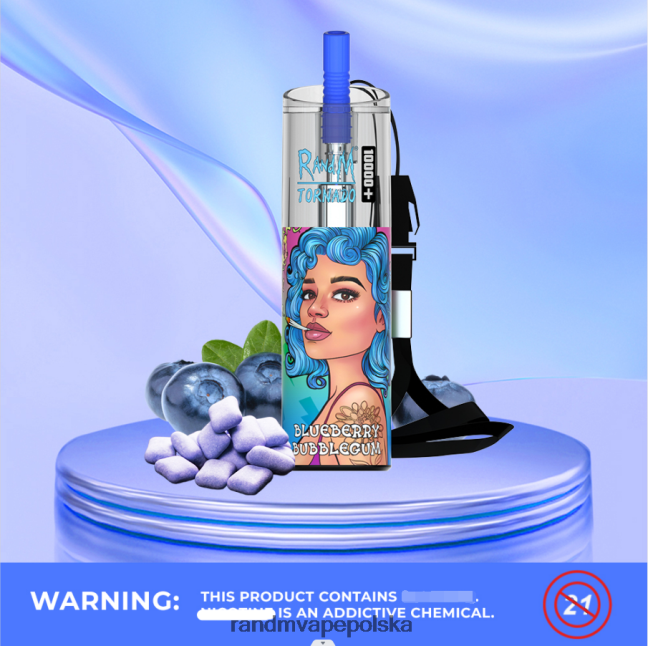 RandM Tornado 10000 plus urządzenie do waporyzacji z kontrolą przepływu powietrza 1 szt 624VFR76 lód winogronowy - RandM Disposable Vape