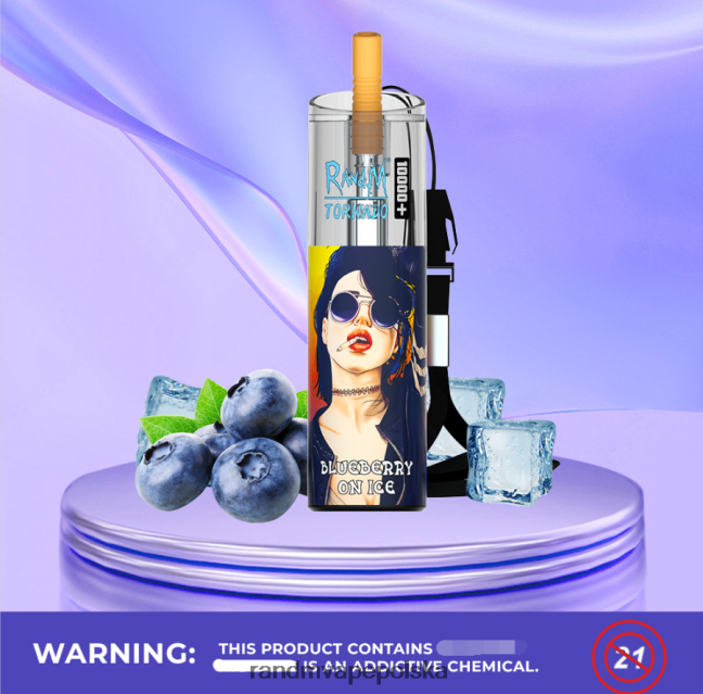 RandM Tornado 10000 plus urządzenie do waporyzacji z kontrolą przepływu powietrza 1 szt 624VFR76 lód winogronowy - RandM Disposable Vape