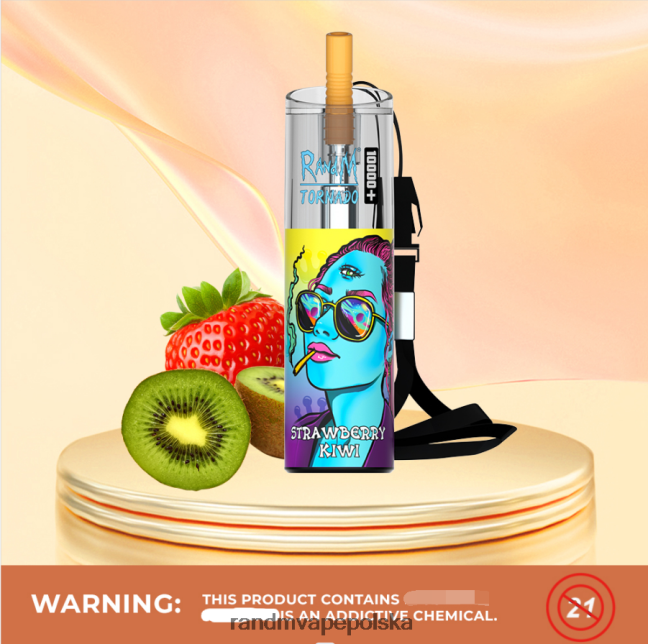 RandM Tornado 10000 plus urządzenie do waporyzacji z kontrolą przepływu powietrza 1 szt 624VFR81 kiwi truskawkowe - RandM Vape Online