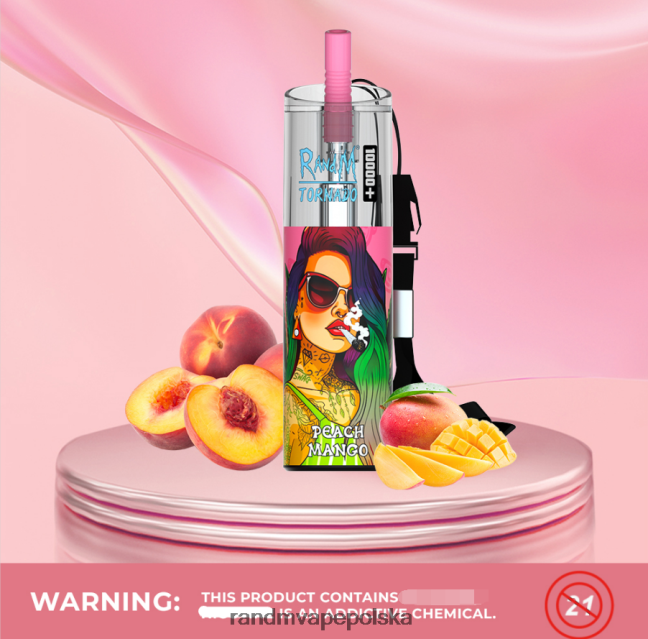 RandM Tornado 10000 plus urządzenie do waporyzacji z kontrolą przepływu powietrza 1 szt 624VFR85 brzoskwiniowe mango - RandM Vape Warszawa