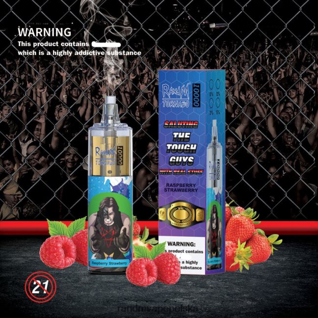 RandM Tornado 10000 urządzenie do waporyzacji z kontrolą przepływu powietrza 1 szt 624VFR102 malina truskawka - RandM Vape Polska