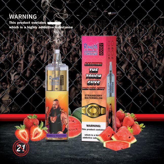 RandM Tornado 10000 urządzenie do waporyzacji z kontrolą przepływu powietrza 1 szt 624VFR108 arbuz truskawkowy - Tornado Vape Wrocław