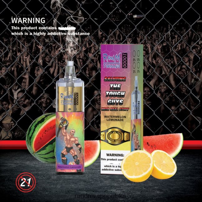 RandM Tornado 10000 urządzenie do waporyzacji z kontrolą przepływu powietrza 1 szt 624VFR112 lemoniada arbuzowa - RandM Vape Polska