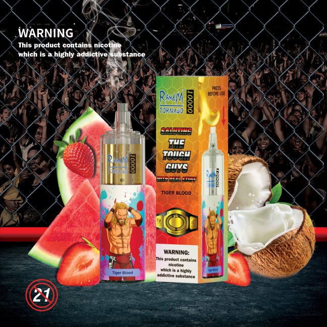 RandM Tornado 10000 urządzenie do waporyzacji z kontrolą przepływu powietrza 1 szt 624VFR115 krew tygrysa - RandM Vape Warszawa