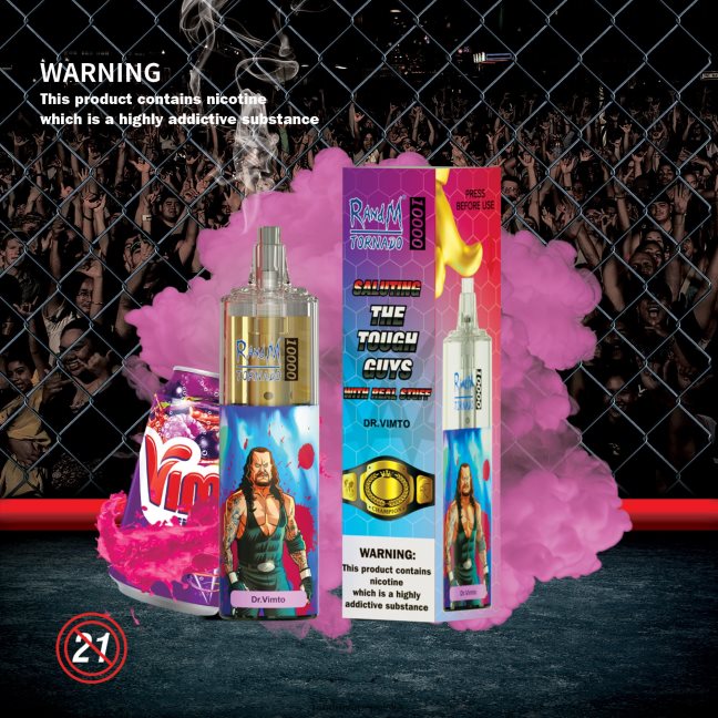 RandM Tornado 10000 urządzenie do waporyzacji z kontrolą przepływu powietrza 1 szt 624VFR116 tęczowy cukierek - RandM Disposable Vape